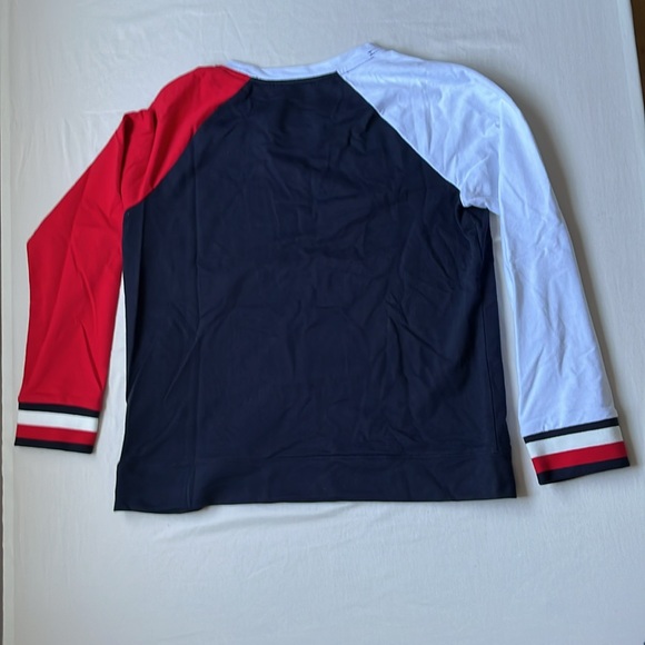 Women’s Tommy Hilfiger L Pullover long sleeve navy blue with red and white - Picture 4 of 4